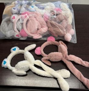 Kids Plush Ear Warmers Soft Furry Winter <b>Earmuffs</b> Cute Bunny Design Long Hanging Ears Warm Comfortable Headband <b>Girls</b> Boys Black - Product Image 6