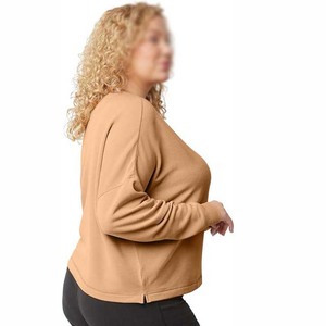 Sudadera con capucha de lana de gran tamaño para mujer, jersey de manga larga, transpirable, de talla grande, técnica bordada, elementos esenciales de invierno - Product Image 4