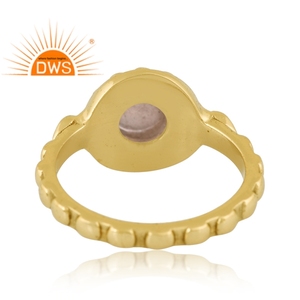 Último diseño hecho a mano 18K chapado en oro Natural labradorita piedra preciosa anillo apilable Demi joyería fina fabricante - Product Image 4