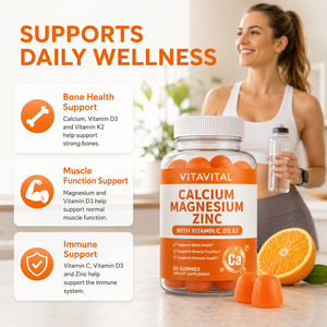 Gummies Calcium Magnésium <span class=keywords><strong>Zinc</strong></span> avec Vitamines pour le Soutien des Os, des Muscles et du Système Immunitaire – Fabricant OEM ODM, Formule Personnalisée, Végétalien, Sans OGM - Product Image 4