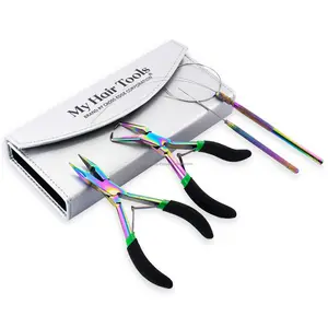Ensemble d'installation d'extension de cheveux à trame micro perles arc-en-ciel pinces multifonctions en acier inoxydable pour extensions de cheveux - Product Image 1