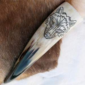 Viking corne déco tasses sculptées Style animal nordique poli artisanat naturel décoration de la maison tasses à corne à boire thème nordique - Product Image 5