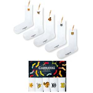 5-Pack <b>Men's</b> <b>White</b> <b>Socks</b> Embroidered Animal Pattern Breathable Spandex Material Digital Printing ODM Supply Daily Bottom Heat - Product Image 1