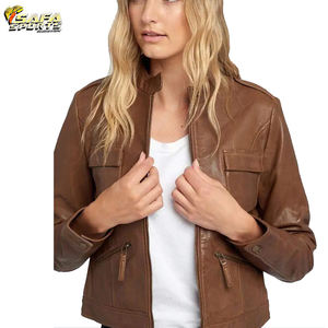 Vestes en cuir pour femmes 2022 automne hiver vestes en cuir d'extérieur manteaux pour femmes - Product Image 3