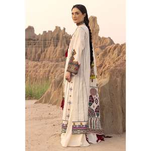 Conjunto de traje de mujer de 3 piezas sin coser, bordado con Zari Jacquard, con dupatta de tela estampada en oro CL-52525 - Product Image 3