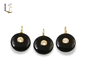 Pendentif en onyx noir naturel avec incrustation de zircon, plaqué or vermeil, fait à la main, argent sterling 925, pendentifs fins, breloques pour bijoux en vrac - Product Image 6