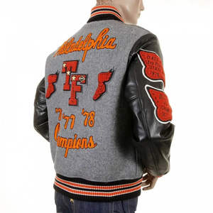 Chaqueta universitaria de invierno Logotipo personalizado Béisbol Suelto Casual Letterman Béisbol Manga de cuero Chaqueta universitaria para hombres - Product Image 5