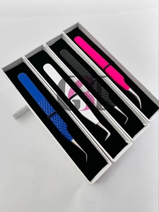 Nouvelle pince à épiler pour extensions de cils en acier inoxydable, style incurvé à 45 degrés, revêtement en poudre de différentes couleurs, pointe argentée à 90 degrés, personnalisable - Product Image 3