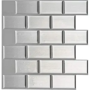12 \ "X 12 \" Azulejo de pared geométrico moderno Peel and Stick Metro plateado para cocina y baño Backsplash impermeable-Paquete de 10 - Product Image 1