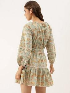 Vestido indio de algodón con bloque de mano para mujer, elegante vestido de fiesta con estampado Floral, vestido de regalo de boda personalizado para novia, vestidos informales - Product Image 3