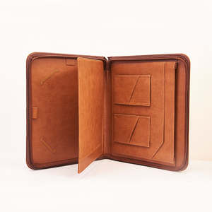 Exclusive Sale Unmatched Quality Vintage Style Leather <b>File</b> Folder Zipper Customizable Color Logo Nexgen Exports Indian - Product Image 1