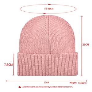 Gorros de punto de Cachemira lisa con etiqueta privada, gorros de punto Jacquard de lana Merino de invierno con logotipo bordado personalizado - Product Image 2