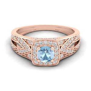 Anillo Solitario de Oro de 14K con Moissanita de Diseño Clásico REYES, Corte Redondo, 0.5 Quilates, Gema de Aguamarina, Anillos de Eternidad, Joyería Fina - Product Image 5