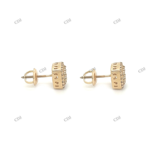 Nouvelle tendance bijoux boucle d'oreille coussin coupe Halo VVS Moissanite vis dos boucle d'oreille femmes mode jaune plaqué or diamant goujons - Product Image 5