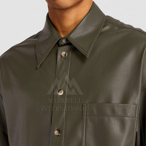 Chemises en cuir pour hommes de haute qualité, taille personnalisée, vêtements de mode en gros, chemises en cuir pour hommes - Product Image 5