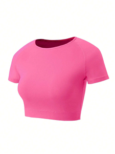 T-shirt court en coton respirant surdimensionné vierge simple perte de l'ajustement T-shirt athlétique en spandex pour la gym T-shirt court pour femmes - Product Image 3