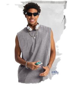 Débardeurs en coton pour hommes personnalisés coupe ample délavage à l'acide sans manches t-shirts musculaires entraînement de gymnastique et course à pied t-shirts streetwear OEM ODM - Product Image 4