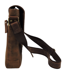 Bolso bandolera marrón vintage unisex de cuero genuino de cabra hecho a mano de oficina para uso diario informal - Product Image 3