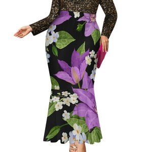 กระโปรงหางปลาเอวสูงลายเกาะแปซิฟิกกระโปรงพิมพ์ลายดอกไม้แบบระเหิด - Product Image 5