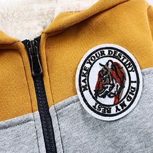 Custom Winter Long Sleeve Pull Over Hooded Fur Trimmed <b>Jacket</b> for Boys and <b>Kids</b> with Aplique Embroidery-Toddler Boys Outwear - Product Image 4