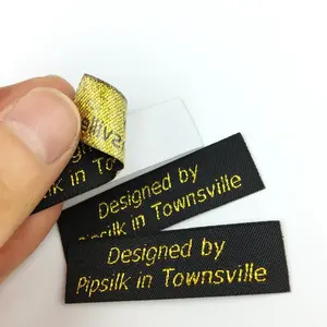Custom Brand Woven Polyester End Fold Label for <b>Clothing</b> & Jeans for Garment <b>Accessories</b> - Product Image 1