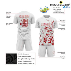 ชุดกีฬาสำหรับทีมฟุตบอลพิมพ์ลายระเหิดพร้อมโลโก้ชื่อหมายเลข - Product Image 2