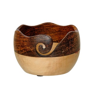 Indian Hand Carved Wooden Comb Joint Yarn <b>Bowl</b> 6 X 4 Undulate Handmade Premium Beech Wood Yarn Storage <b>Bowl</b> - Product Image 1