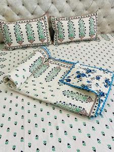 Sábana de algodón para decoración de dormitorio, funda tamaño King, juego de cama suave, edredón con 2 fundas de almohada, sábanas indias Jaipuri Rajasthani - Product Image 2