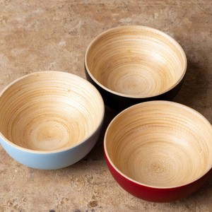 Modern Customized Disposable <b>Bamboo</b> Mixing <b>Bowls</b> (2 Pieces) Small Round Black for Salad Soup Rice & Smoothie-Camping Use - Product Image 4