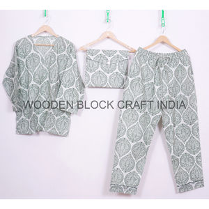 Conjunto de pijama de algodón hecho a mano indio Night Shut para mujer, conjunto de pijama de algodón con estampado Floral, regalos de dama de honor - Product Image 1