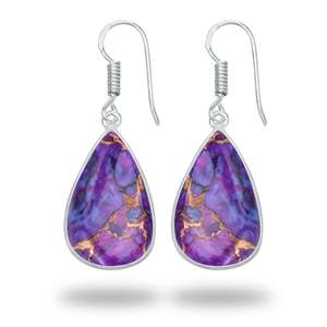 Pendientes de Diseño Exquisito, Largos, de Turquesa Púrpura para Mujer, para Uso Diario y Citas, Anillo de Turquesa Púrpura y Cobre para Mujer, Estilo Clásico - Product Image 6