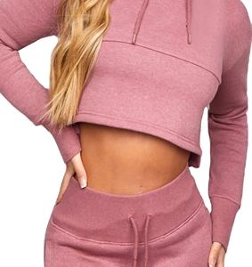 ชุดวอร์ม2ชิ้นสำหรับผู้หญิงชุดครอปแบบลำลองกางเกงมีฮู้ดระบายอากาศได้สำหรับผู้หญิง - Product Image 2