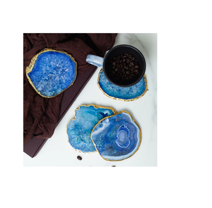 Custom Logo Agate Coasters Set of 4 Sliced <b>Thick</b> with <b>Felt</b> Bumper Authentic Handmade Brazilian coasters For home Decoration Matt - Product Image 3