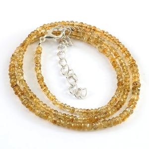 Natural Citrine Beaded Sterling Silver Necklace Yellow 2.5-4mm Faceted Rondelle Beads Wedding Jewelry Sparkling <b>Gift</b> Children's - Product Image 6
