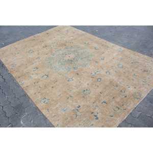 Alfombra Turca Vintage, Alfombra de 6.7x9.3 pies, Alfombra Grande Marrón con Rayas - Product Image 2