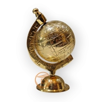 Globe du Monde Vintage en Laiton Massif Miniature Décor de Bureau Nautique Collection Gravé Détaillé Continents Océans Géographie Concentré