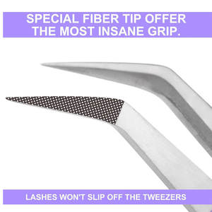 Pinzas para pestañas con punta de fibra de acero inoxidable con etiqueta privada y logotipo personalizado Pinzas para pestañas de acero inoxidable de alta calidad - Product Image 2