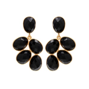 Pendientes Colgantes de Espinela Negra de Alta Calidad, Bonitos Pendientes de Boda, Chapados en Oro, Plata de Ley 925, Hechos a Mano, Regalo - Product Image 1