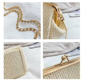 <b>Straw</b> Kiss Lock Purse <b>Bags</b> Customized Ladies Shoulder <b>Straw</b> Hand <b>Bags</b> Wholesale Products - Product Image 2