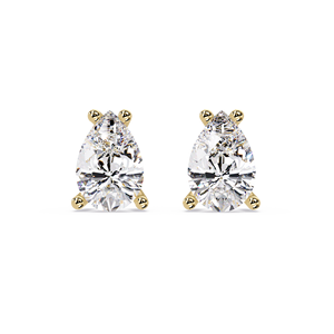 ต่างหูเพชรเม็ดเดี่ยวทรงลูกแพร์แบบมินิมอลสี่ก้าน ทองคำแท้ 14K เพชรเลี้ยงในห้องปฏิบัติการ ดีไซน์มาร์ตินี่ เหมาะสำหรับเป็นของขวัญวันครบรอบ - Product Image 1
