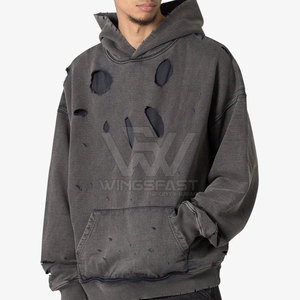 เสื้อผ้าแฟชั่นมีฮู้ดแบบสวมหัวมีฮู้ดผ้าฝ้ายแบบกำหนดเองชุดแนวสตรีท - Product Image 3