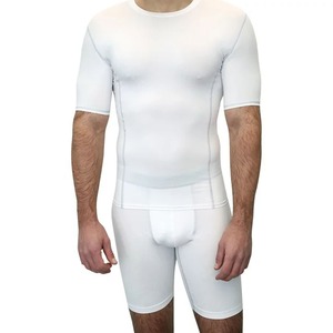 2024 llegada hombres blanco 100% algodón sin costuras gimnasio desgaste manga corta compresión Tops para la venta hombres Rash Guards - Product Image 1