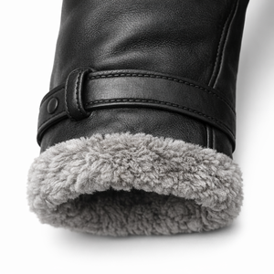 Nouvelle arrivée, veste en cuir doublée de fourrure de mouton noire écologique pour l'hiver, veste en cuir chaude à fermeture éclair pour l'hiver, sur mesure OEM - Product Image 5