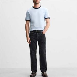 High Street Style OEM Service Camisetas de manga corta para hombres Ringer Crew Neck Premium 100% Algodón Ropa para hombres Camisas de talla grande - Product Image 5