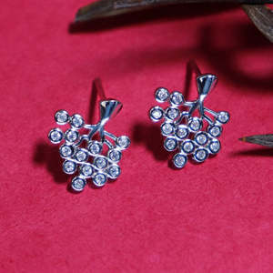 NOVAMART Fine Zarkan Tree Zircon <b>Silver</b> <b>Stud</b> Earrings with Bezel Setting Trendy Religious Romantic Geometric Plant Pattern for P - Product Image 3