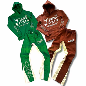 Sudadera con capucha y cremallera de lavado ácido para hombre, conjunto de chándal corto para hombre, chándal bordado personalizado, Sudadera con capucha de algodón polar y conjunto corto - Product Image 6