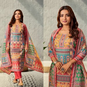 Multi Color bordado Digital impreso Super calidad mejor diseño hermoso Maslin Kurti con Dupatta Set para mujeres Festival - Product Image 6