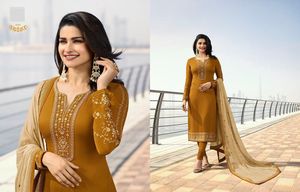 La colección premium más trending Fancy Wear Satin Georgette Salwar Kameez con trabajo de hilo y bordado a precio barato - Product Image 2