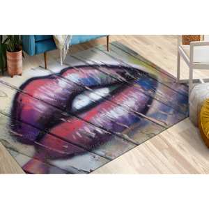 Lip Graffiti <b>Painting</b> Printed Rug - Large Entryway Wall Hanging Home Gift,With Pile Soft Rug - Product Image 1