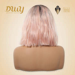 Berry H-DWY 134 Lace Front Free Part High Quality Short-Length Wavy <b>Pink</b> Synthetic <b>Wig</b> 24 Inches Stretched Length Glueless - Product Image 3
